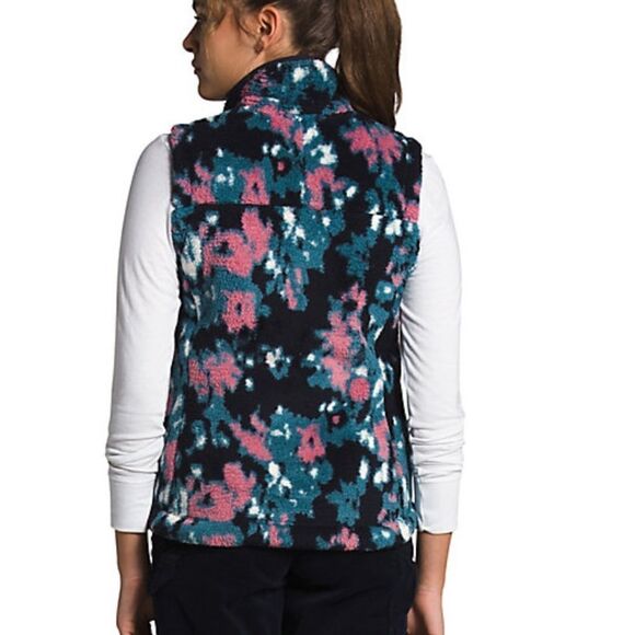The North Face Campshire 2.0 Fleece Vest Woman's size Large Blue and pink Floral - Picture 2 of 10